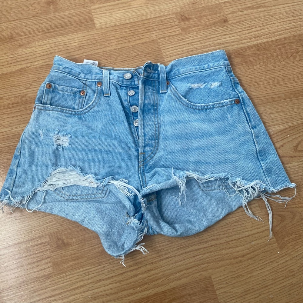 Levi 501 shorts, light wash denim